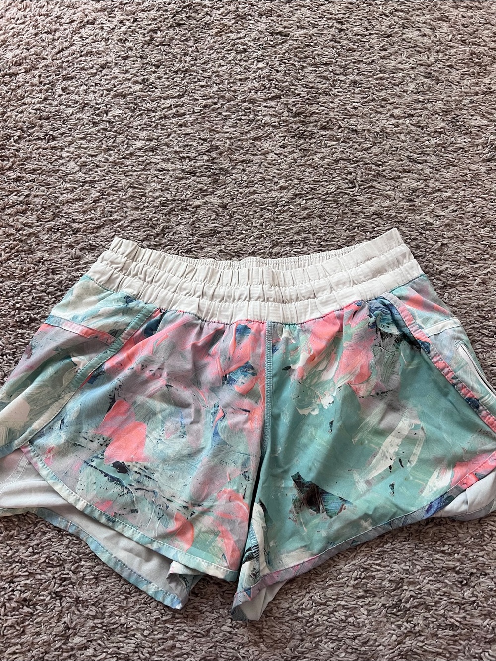 lululemon athletica Pastel Abstract Athletic Shorts - Mint & Coral